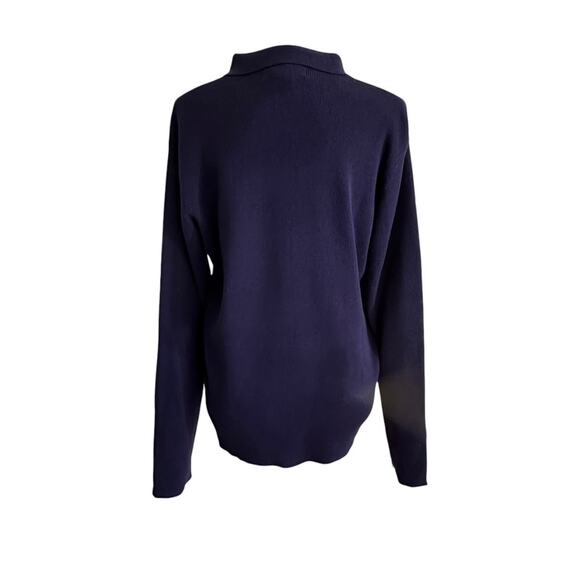 Y2K Banana Republic Knit Cotton 1/4 Zip Sweater Top Size Medium Blue Preppy - Picture 2 of 4